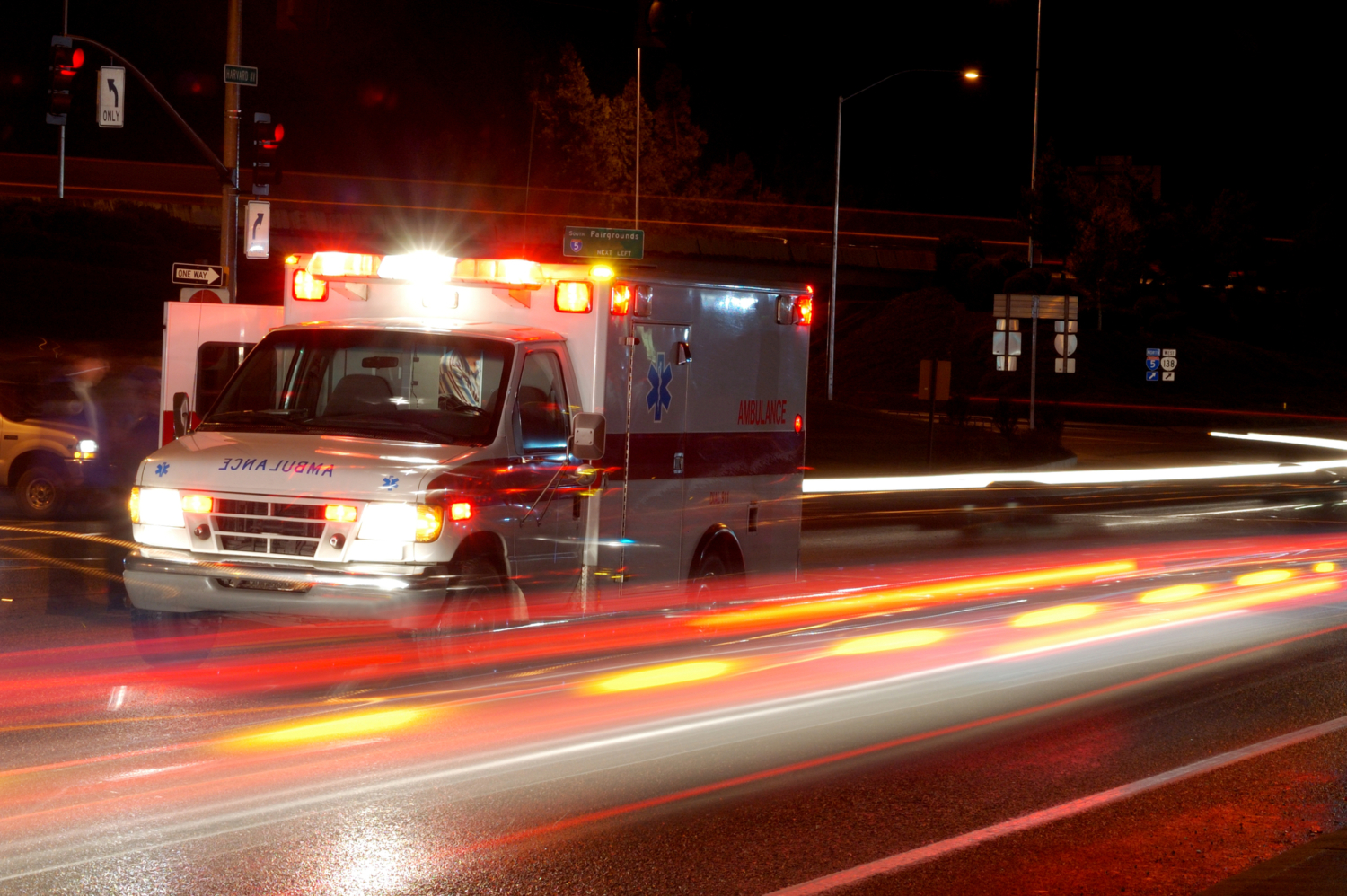 Multiple Vehicles Involved In Rockville Crash - Ambulance and emergency equipment at a motor vehicle accident at night