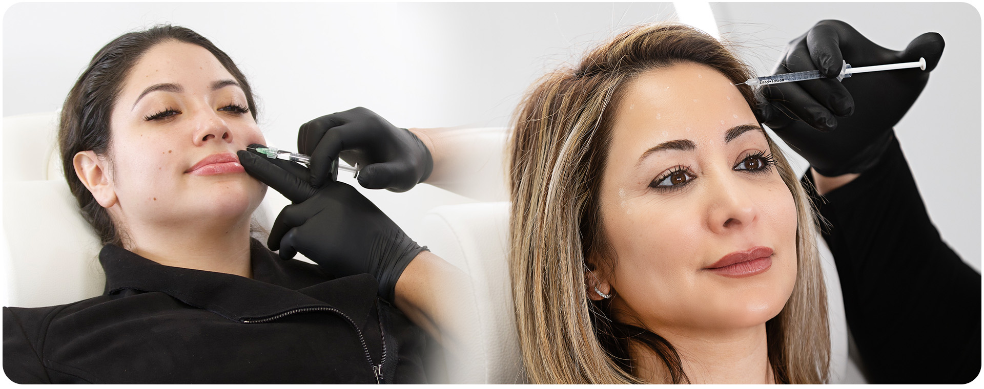Patients receiving aesthetic facial treatments at AmeriWell Clinics, including dermal fillers and Botox procedures.